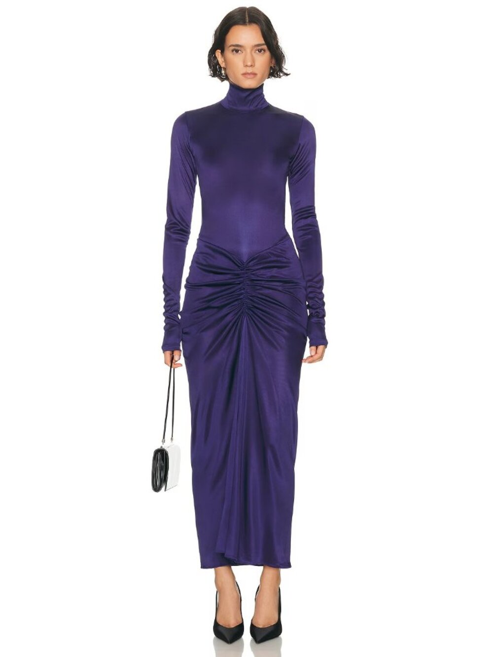 The Andamane Warwick Turtleneck Maxi Dress in Purple Ink